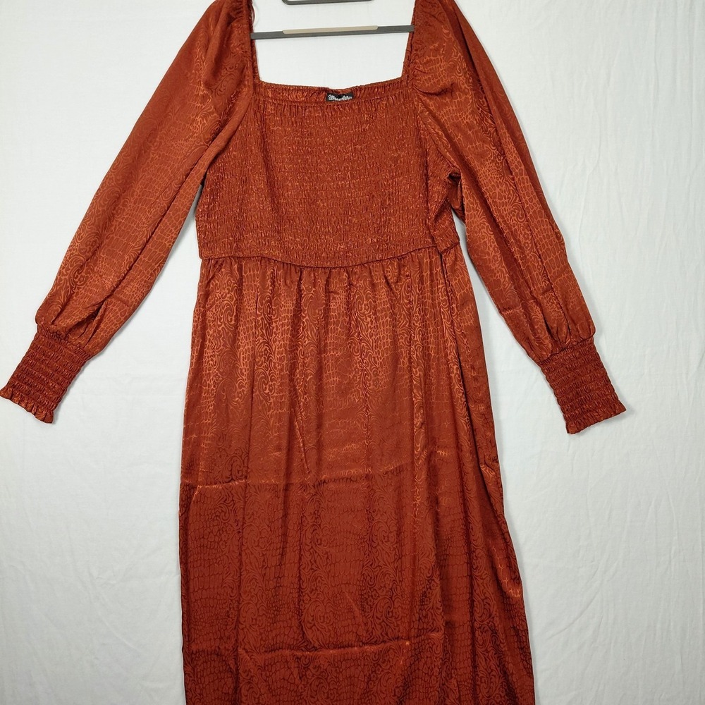 NWT Peasant Dress XXL Square Neck Smocked Bodice Puff Long Sleeves BOHO Prairie - Picture 2 of 15